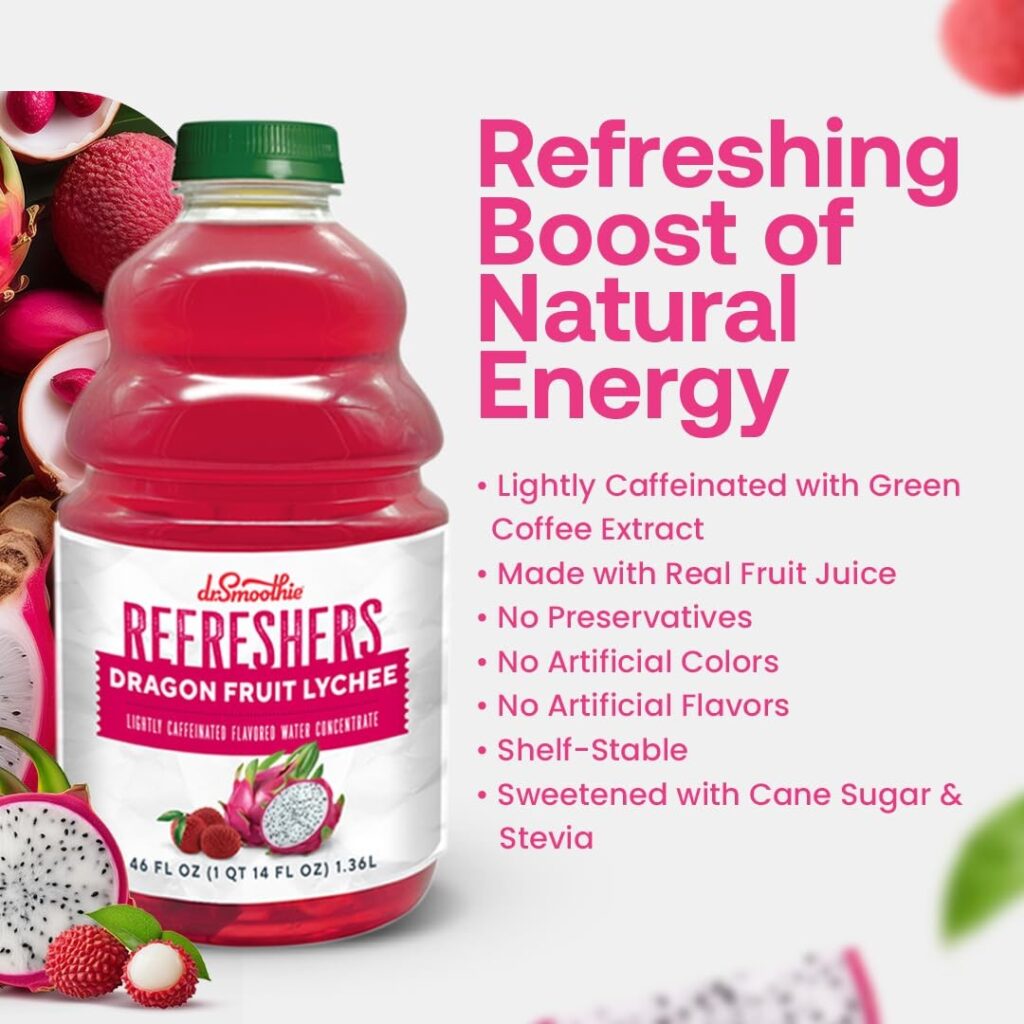 Boost of Energy: Dragon Fruit Drink Concentrate Lightly Caffeinated